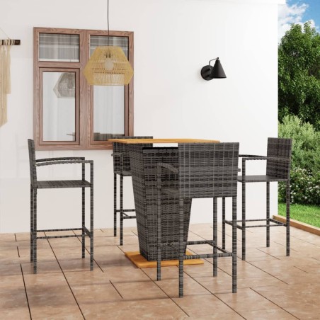 vidaXL Conjunto de bar para jardín 5 piezas gris