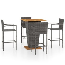 vidaXL Conjunto de bar para jardín 5 piezas gris