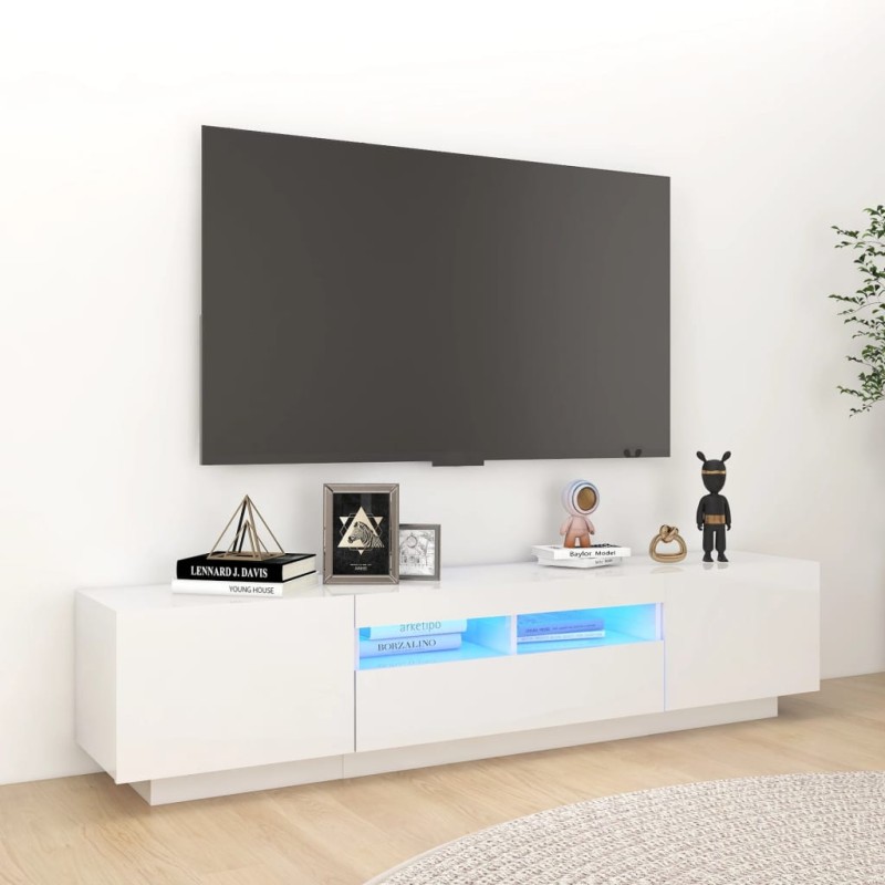 vidaXL Mueble para TV con luces LED blanco brillante 180x35x40 cm