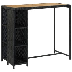 vidaXL Set de bar para jardín 5 pzas y cojines ratán sintético negro