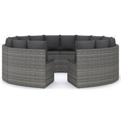 vidaXL Set de sofás de jardín 8 piezas y cojines ratán sintético gris