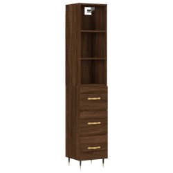 vidaXL Aparador alto madera contrachapada roble marrón 34,5x34x180 cm