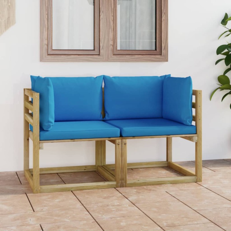 vidaXL Sofá de jardín de esquina cojines 2 uds madera impregnada verde vidaXL Sofá de jardín de esquina cojines 2 uds madera impregnada verde