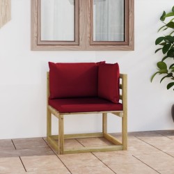 vidaXL Sofá de esquina de jardín con cojines madera impregnada verde