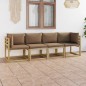 vidaXL Sofá de jardín de 4 plazas con cojines taupe vidaXL Sofá de jardín de 4 plazas con cojines taupe