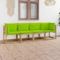 vidaXL Sofá de jardín de 4 plazas con cojines verde chillón vidaXL Sofá de jardín de 4 plazas con cojines verde chillón