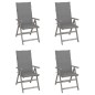 vidaXL Sillas de jardín reclinables 4 uds madera maciza acacia cojines vidaXL Sillas de jardín reclinables 4 uds madera maciza acacia cojines