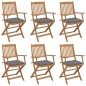 vidaXL Sillas de jardín plegables 6 uds y cojines madera maciza acacia