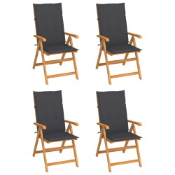 vidaXL Sillas de jardín 4 uds madera de teca cojines gris antracita