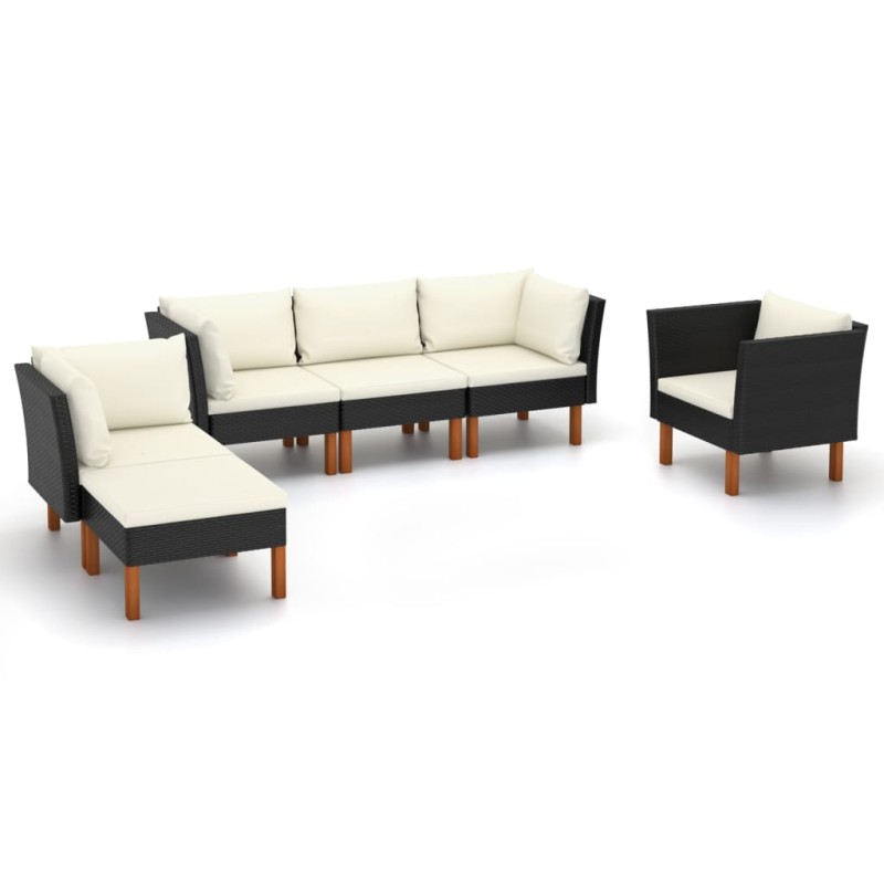 vidaXL Set muebles de jardín 9 pzas ratán sintético eucalipto negro vidaXL Set muebles de jardín 9 pzas ratán sintético eucalipto negro