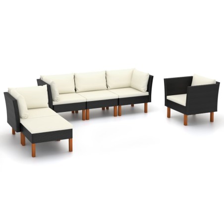 vidaXL Set muebles de jardín 9 pzas ratán sintético eucalipto negro