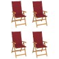 vidaXL Sillas de jardín 4 unidades madera de teca cojines rojo tinto vidaXL Sillas de jardín 4 unidades madera de teca cojines rojo tinto