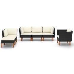 vidaXL Set muebles de jardín 9 pzas ratán sintético eucalipto negro