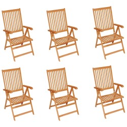vidaXL Sillas de jardín 6 unidades madera maciza de teca cojines rojo
