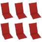 vidaXL Sillas de jardín 6 unidades madera maciza de teca cojines rojo vidaXL Sillas de jardín 6 unidades madera maciza de teca cojines rojo