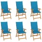 vidaXL Sillas de jardín 6 unidades madera maciza de teca cojines azul vidaXL Sillas de jardín 6 unidades madera maciza de teca cojines azul