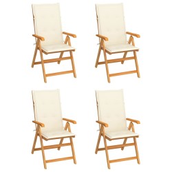 vidaXL Sillas de jardín 4 uds madera maciza teca cojines color crema