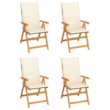 vidaXL Sillas de jardín 4 uds madera maciza teca cojines color crema