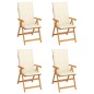 vidaXL Sillas de jardín 4 uds madera maciza teca cojines color crema