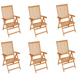 vidaXL Sillas de jardín 6 uds madera maciza de teca cojines azul klein
