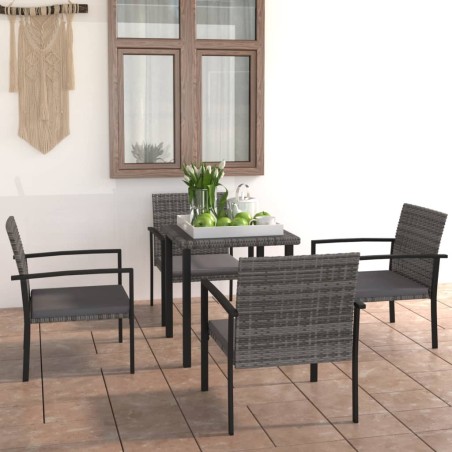 vidaXL Juego de comedor para jardín 5 piezas ratán sintético gris