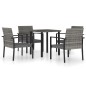 vidaXL Juego de comedor para jardín 5 piezas ratán sintético gris vidaXL Juego de comedor para jardín 5 piezas ratán sintético gris