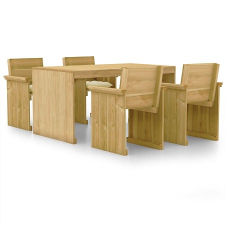 vidaXL Comedor de jardín 5 pzas con cojines madera de pino impregnada