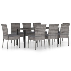 vidaXL Juego de comedor para jardín 9 piezas ratán sintético gris