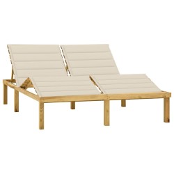 vidaXL Tumbona doble y cojines madera pino impregnada crema