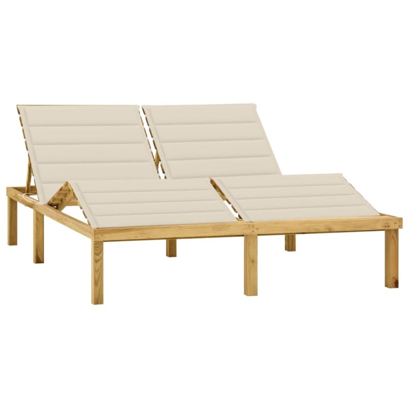 vidaXL Tumbona doble y cojines madera pino impregnada crema vidaXL Tumbona doble y cojines madera pino impregnada crema