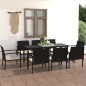 vidaXL Conjunto de comedor de jardín 9 piezas ratán sintético negro vidaXL Conjunto de comedor de jardín 9 piezas ratán sintético negro