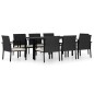 vidaXL Conjunto de comedor de jardín 9 piezas ratán sintético negro vidaXL Conjunto de comedor de jardín 9 piezas ratán sintético negro