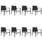 vidaXL Conjunto de comedor de jardín 9 piezas ratán sintético negro vidaXL Conjunto de comedor de jardín 9 piezas ratán sintético negro