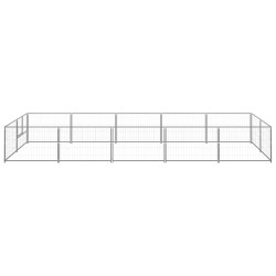 vidaXL Perrera plateada 10 m² acero