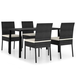 vidaXL Conjunto de comedor de jardín 5 piezas ratán sintético negro