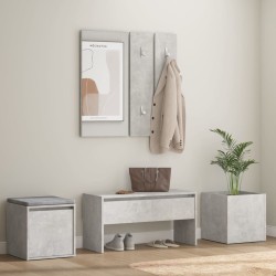 vidaXL Juego de muebles recibidor madera contrachapada gris hormigón