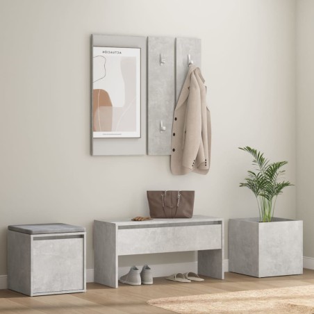 vidaXL Juego de muebles recibidor madera contrachapada gris hormigón