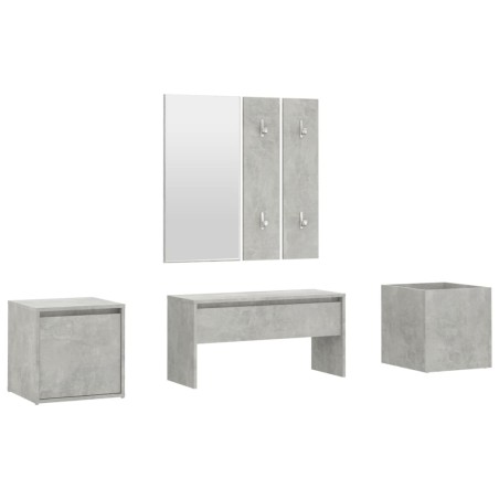 vidaXL Juego de muebles recibidor madera contrachapada gris hormigón