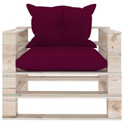 vidaXL Sofá de palets de jardín con cojines rojo tinto madera de pino