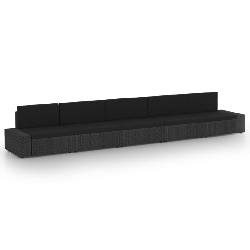 vidaXL Set de muebles de jardín 5 pzas ratán sintético y cojines negro vidaXL Set de muebles de jardín 5 pzas ratán sintético y cojines negro