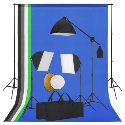 vidaXL Kit de estudio fotográfico con luces fondo y reflector