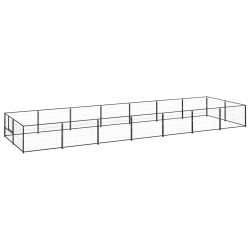 vidaXL Perrera acero 14 m² negra