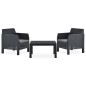 vidaXL Set de muebles jardín 3 piezas cojines PP ratán gris antracita vidaXL Set de muebles jardín 3 piezas cojines PP ratán gris antracita