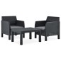 vidaXL Set de muebles jardín 3 piezas cojines PP ratán gris antracita vidaXL Set de muebles jardín 3 piezas cojines PP ratán gris antracita