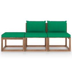 vidaXL Set de jardín palets 3 pzas con cojines madera pino impregnada