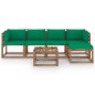 vidaXL Juego de muebles de jardín 6 piezas con cojines verdes