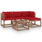 vidaXL Juego de muebles de jardín 5 piezas con cojines rojos vidaXL Juego de muebles de jardín 5 piezas con cojines rojos