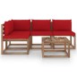 vidaXL Juego de muebles de jardín 5 piezas con cojines rojos