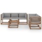 vidaXL Juego de muebles de jardín 6 piezas con cojines gris vidaXL Juego de muebles de jardín 6 piezas con cojines gris