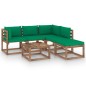vidaXL Muebles de jardín de palets 6 pzs con cojines madera impregnada vidaXL Muebles de jardín de palets 6 pzs con cojines madera impregnada